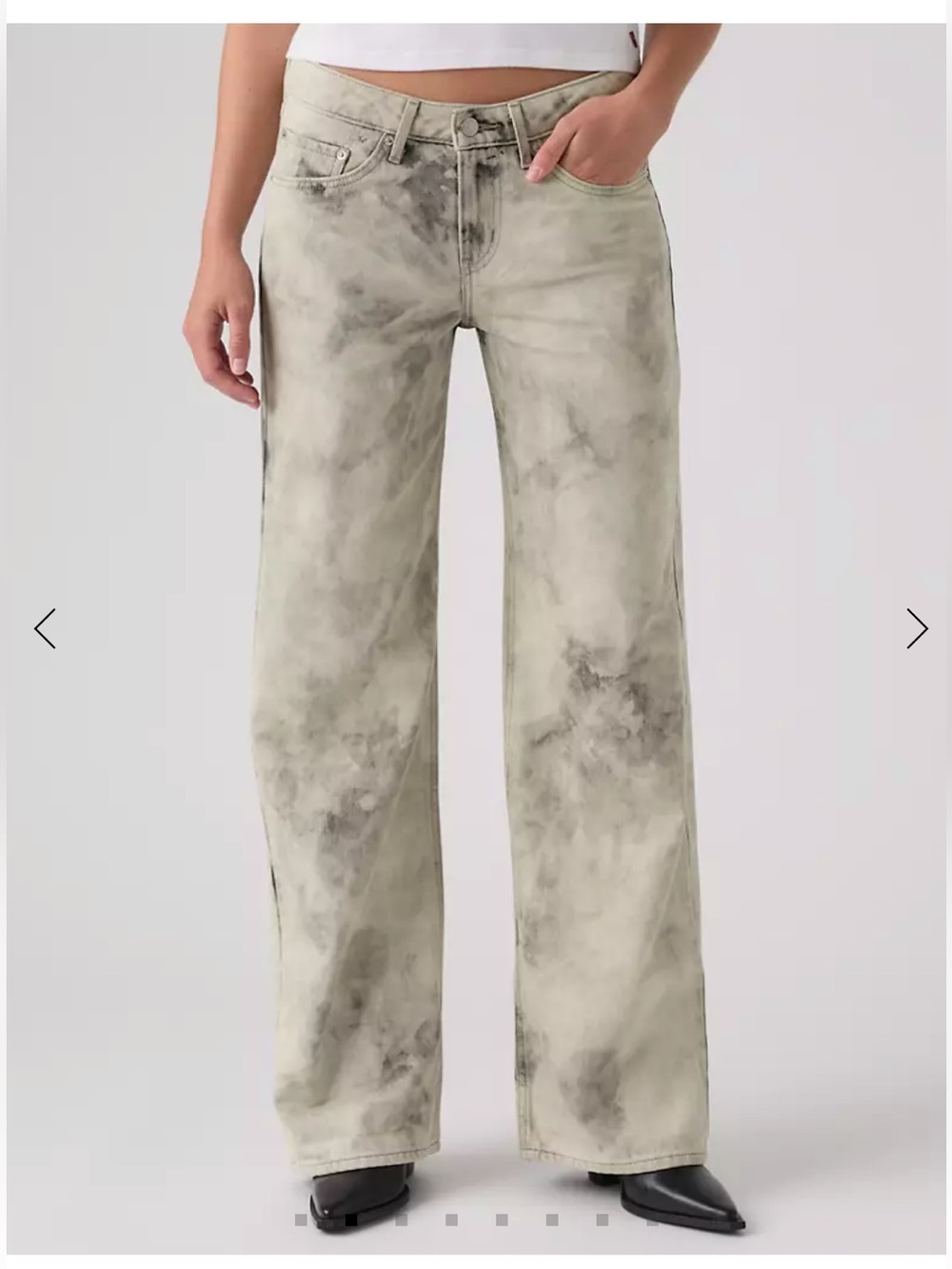 Levi’s Premium Low Loose Jeans Acid Wash Smoke Grey Wide Straight Leg Women's 28